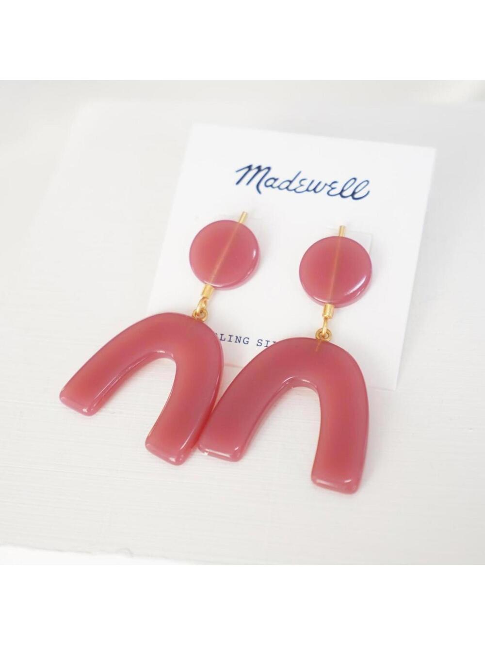Madewell Shapes Statement Earrings in Retro Pink
